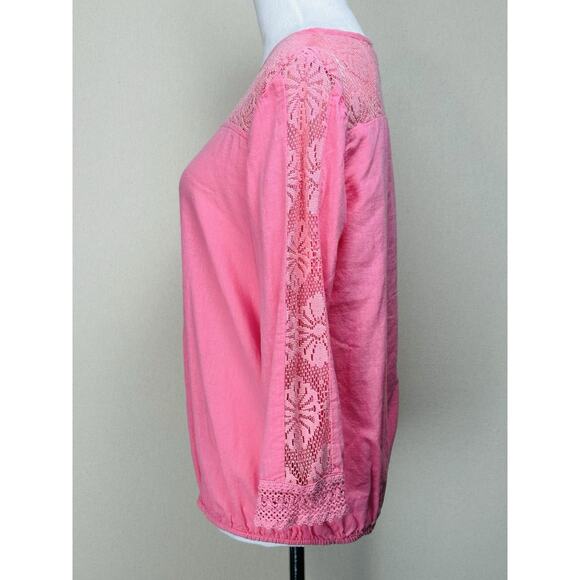 Vintage America Women's Small Blouse Pink Lace Accent Feminine Cottage Core - Picture 9 of 14